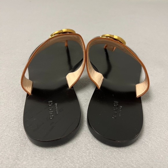 Gucci Double G Logo Leather Thong Sandal Womens 40 US 9 Summer Beach - Picture 3 of 16